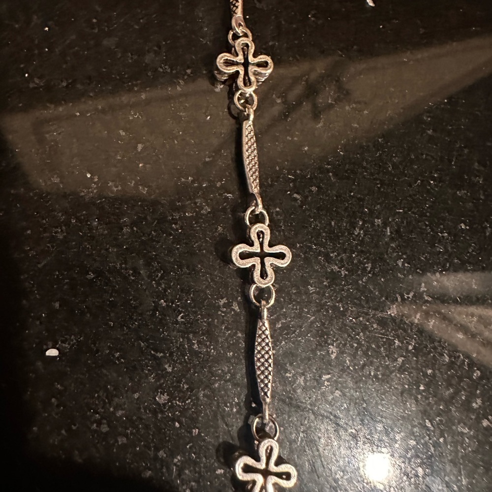 Brighton 16” silver with black crosses - necklace brand new w/tag gift